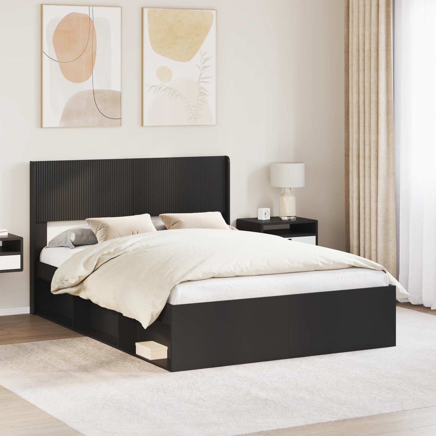 vidaXL Καλάθι με αποθήκη και κεφαλάρι Μαύρο 135 x 190 cm