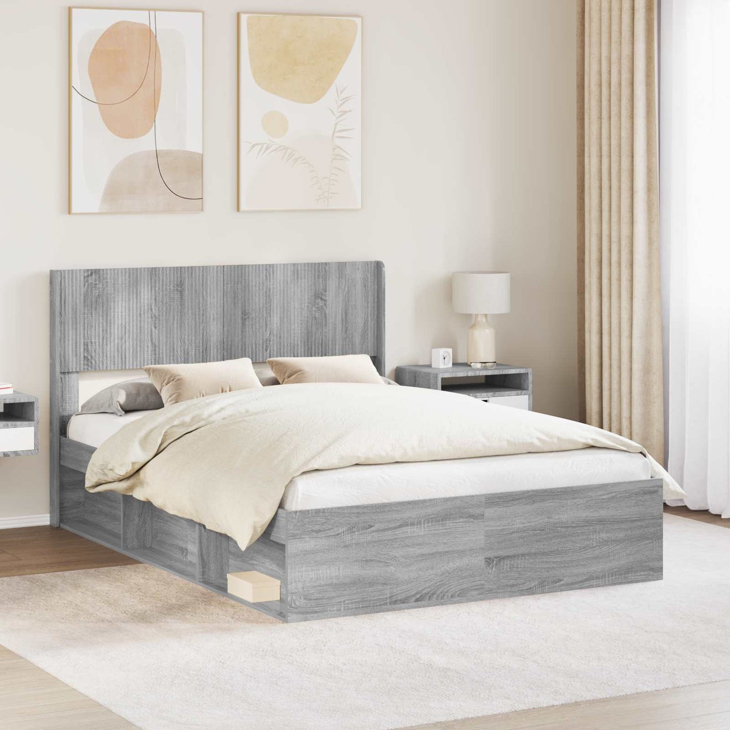 vidaXL Καλάθι με αποθήκη και κεφαλάρι Γκρι Sonoma 120 x 190 cm