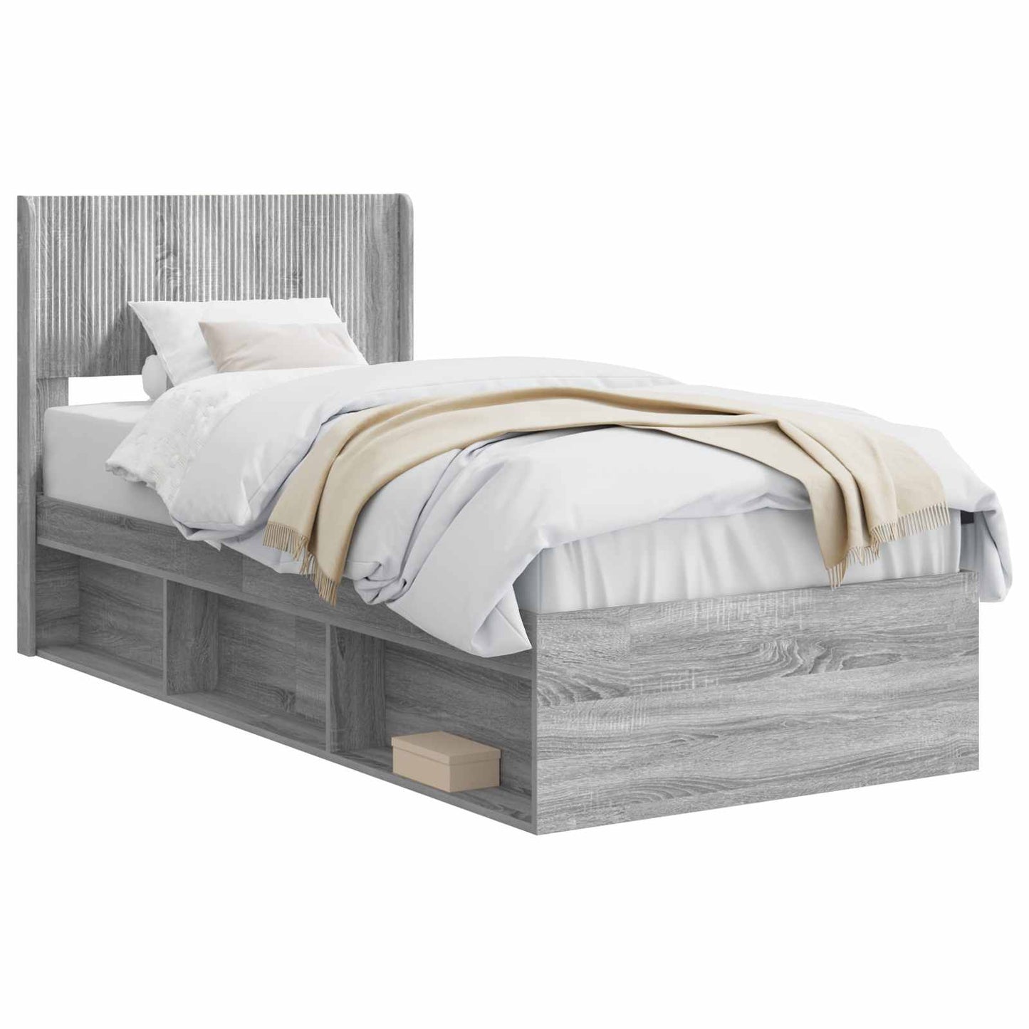 vidaXL Καλάθι με αποθήκη και κεφαλάρι Γκρι Sonoma 100 x 200 cm