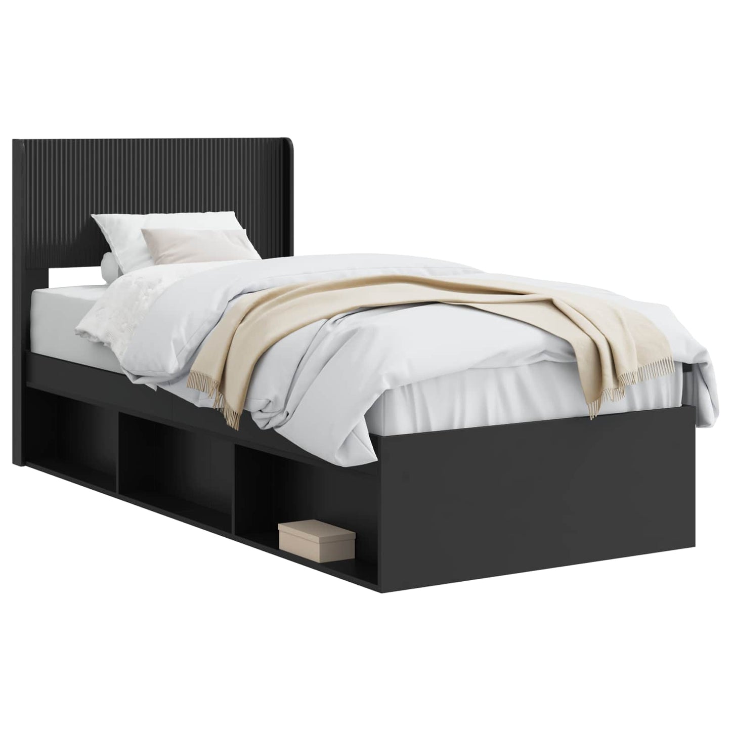 vidaXL Καλάθι με αποθήκη και κεφαλάρι Μαύρο 90 x 200 cm
