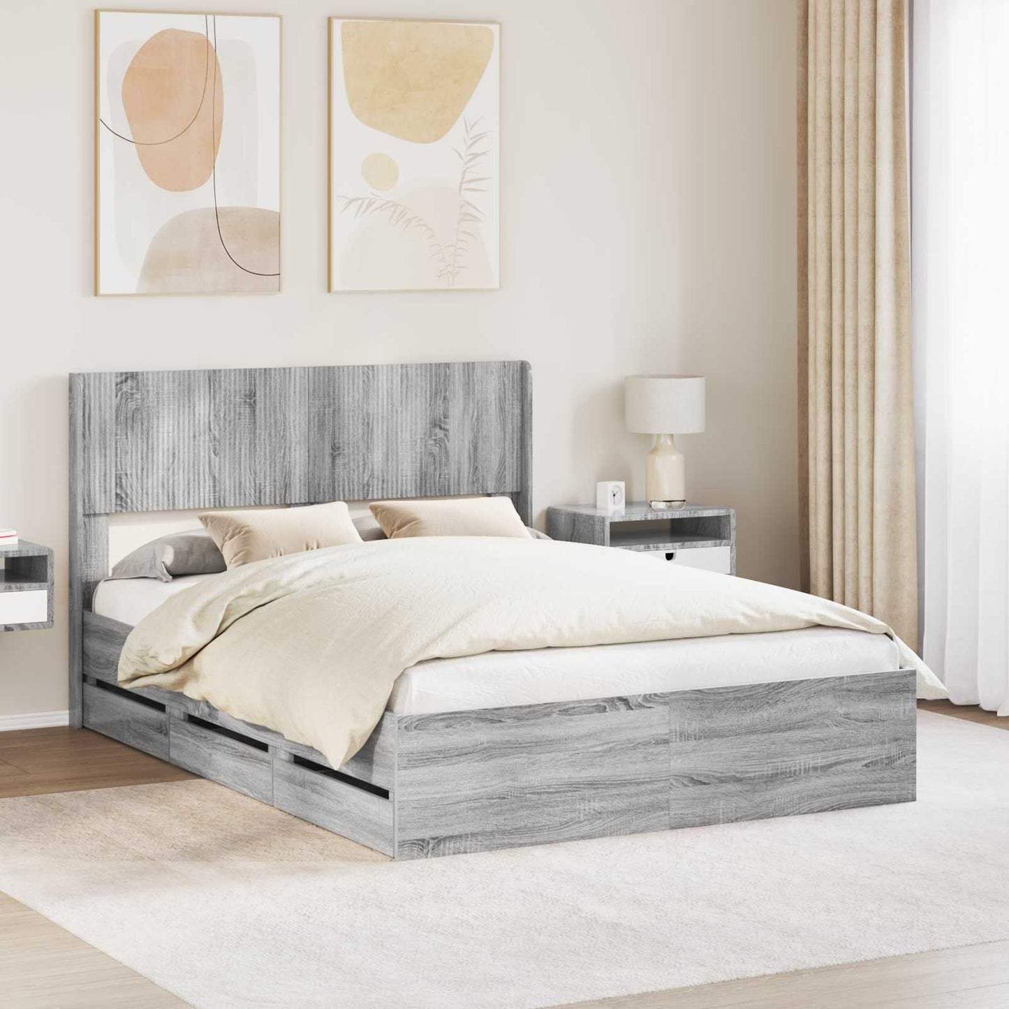 vidaXL Καλάθι με αποθήκη και κεφαλάρι Γκρι Sonoma 150 x 200 cm
