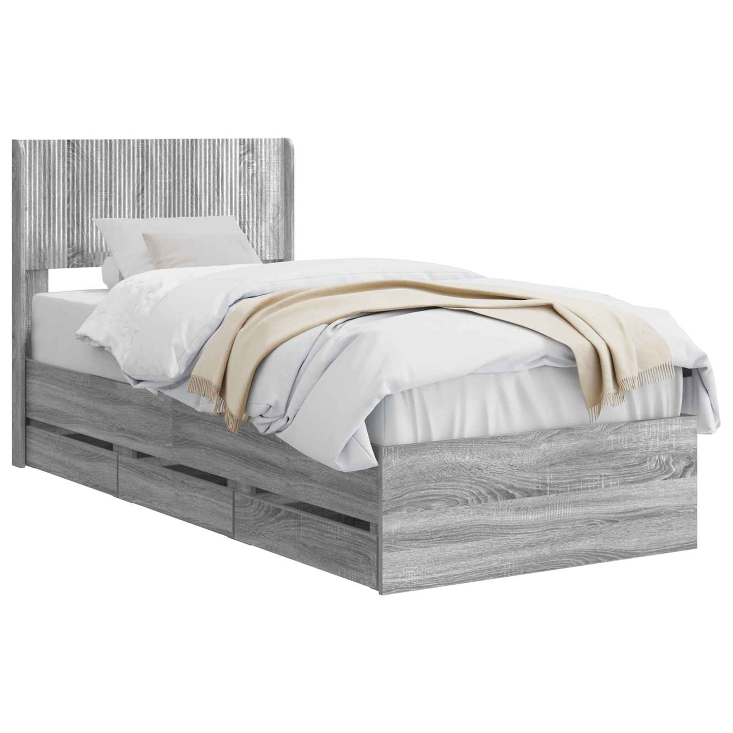vidaXL Καλάθι με αποθήκη και κεφαλάρι Γκρι Sonoma 100 x 200 cm