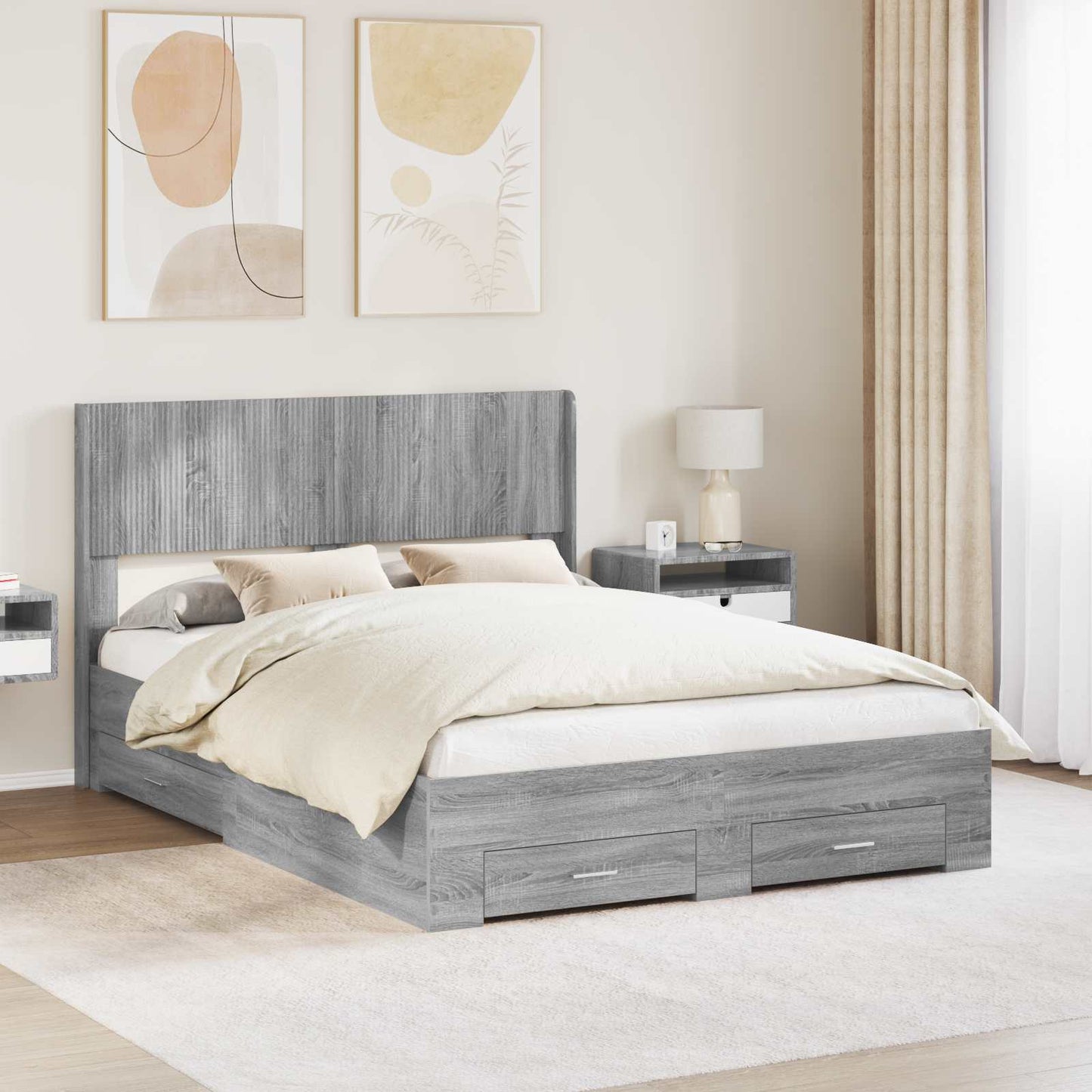 vidaXL Καλάθι με αποθήκη και κεφαλάρι Γκρι Sonoma 135 x 190 cm