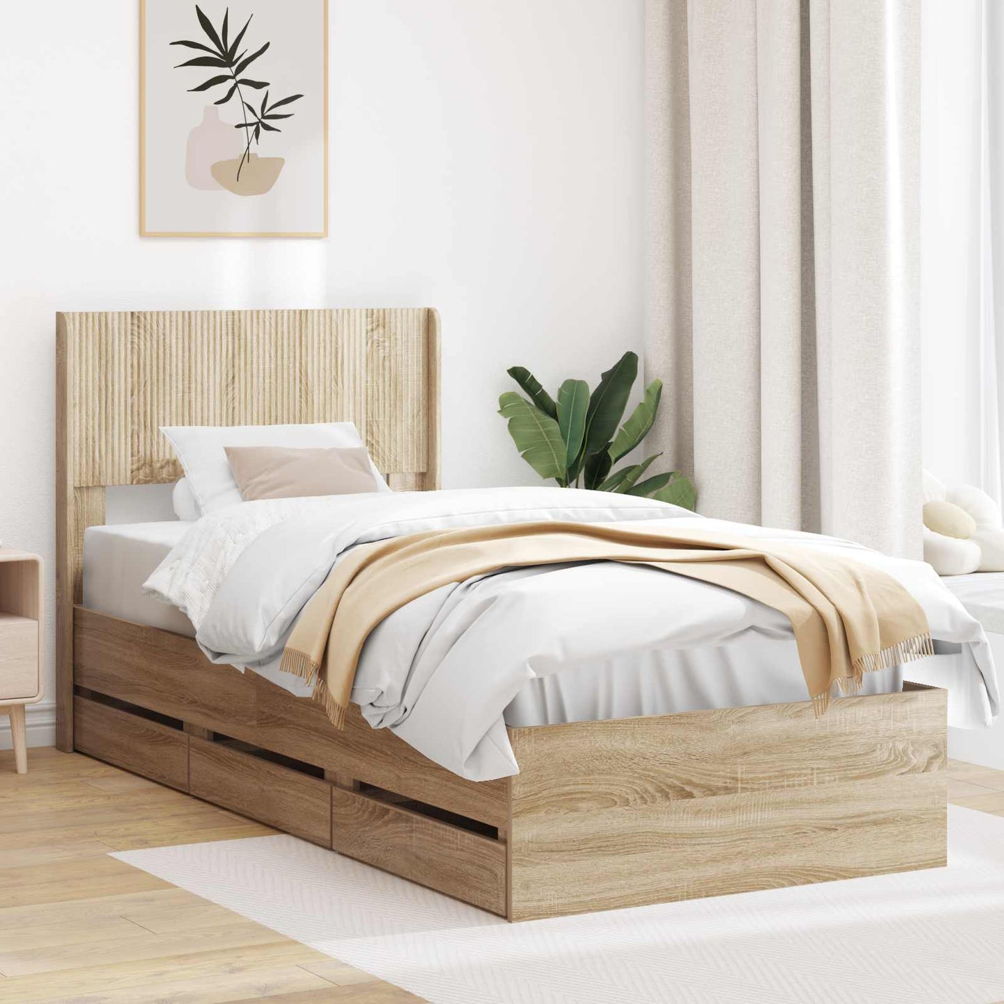vidaXL Καλάθι με αποθήκη και κεφαλάρι Sonoma Δρυς 90 x 200 cm