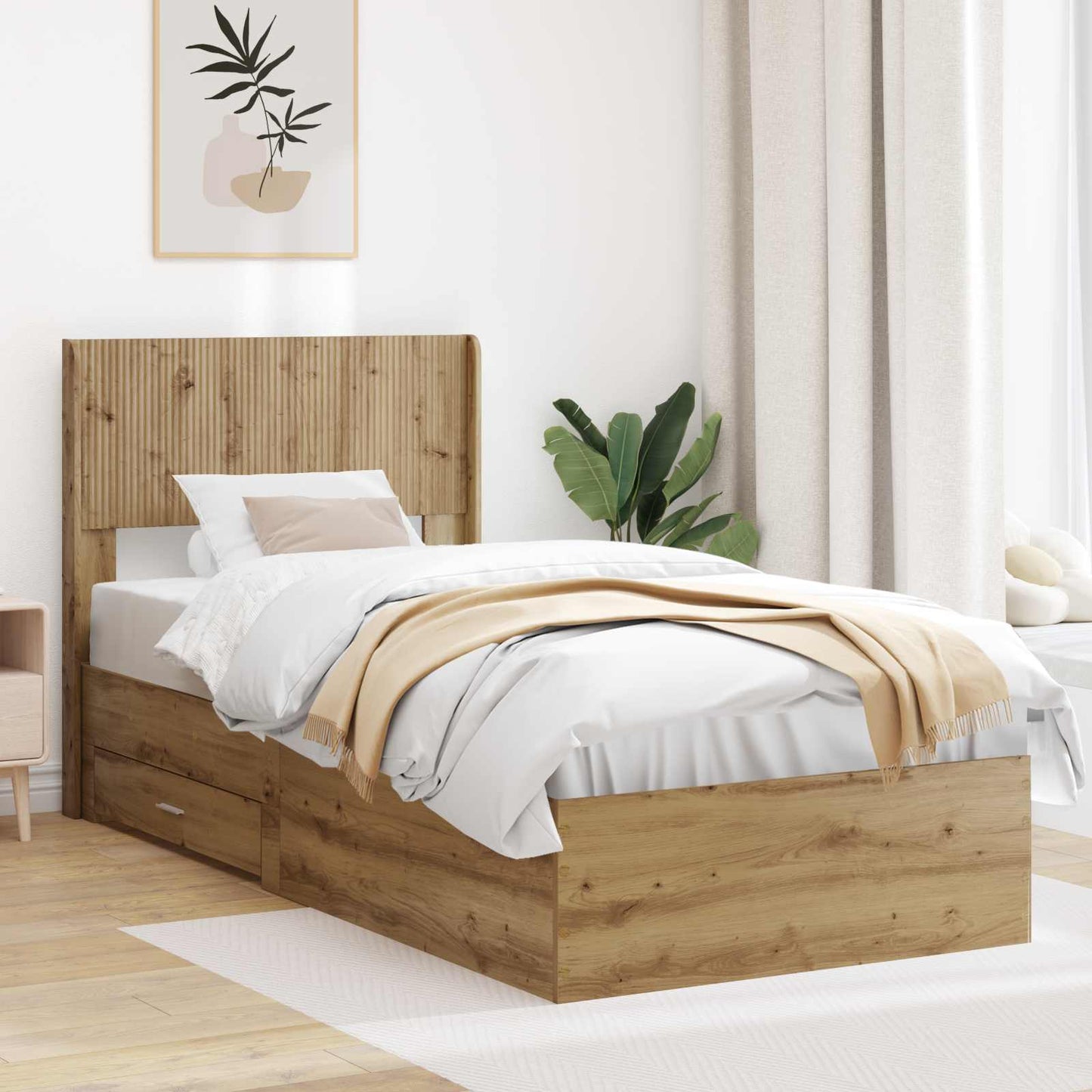 vidaXL Καλάθι με αποθήκη και κεφαλάρι Artisan Δρυς 90 x 200 cm