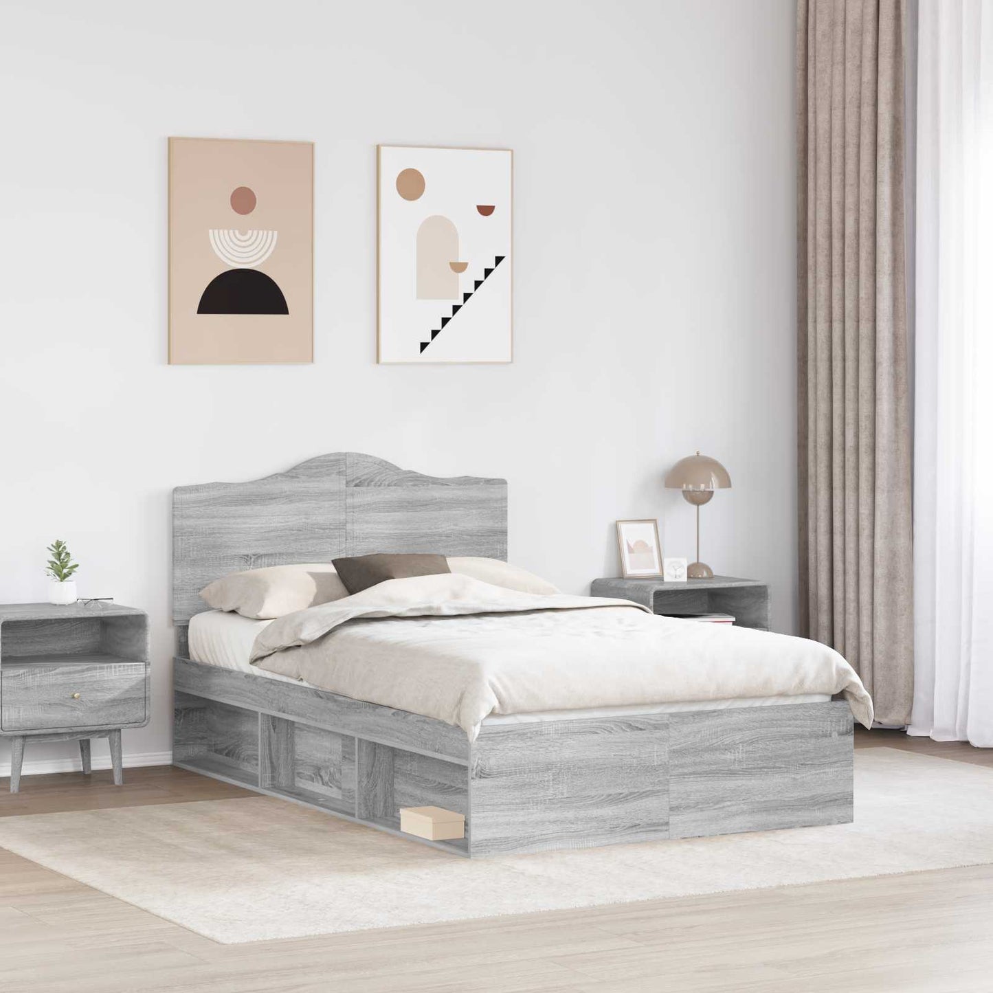 vidaXL Σκελετός Κρεβατιού Γκρι Sonoma 135 x 190 cm