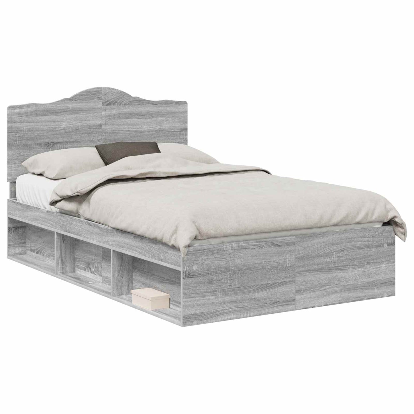 vidaXL Σκελετός Κρεβατιού Γκρι Sonoma 135 x 190 cm