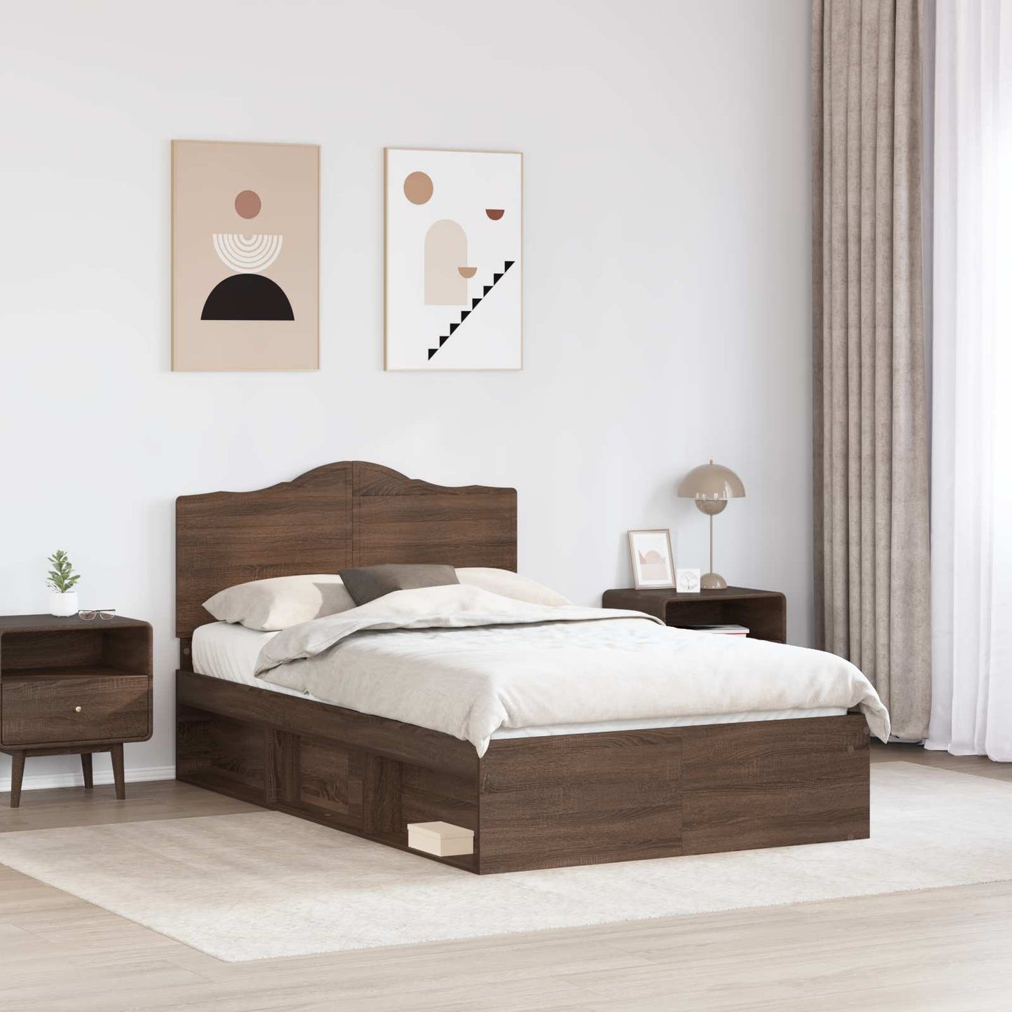 vidaXL Σκελετός Κρεβατιού Καφέ δρυς 120 x 190 cm Στερεά ξυλεία πεύκου