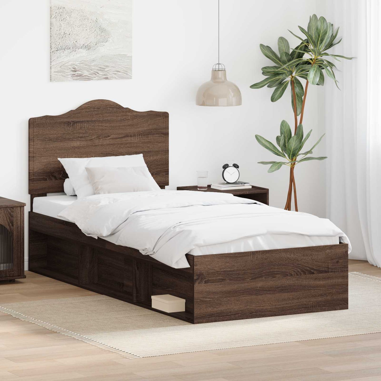 vidaXL Σκελετός Κρεβατιού Καφέ δρυς 90 x 190 cm Στερεά ξυλεία πεύκου