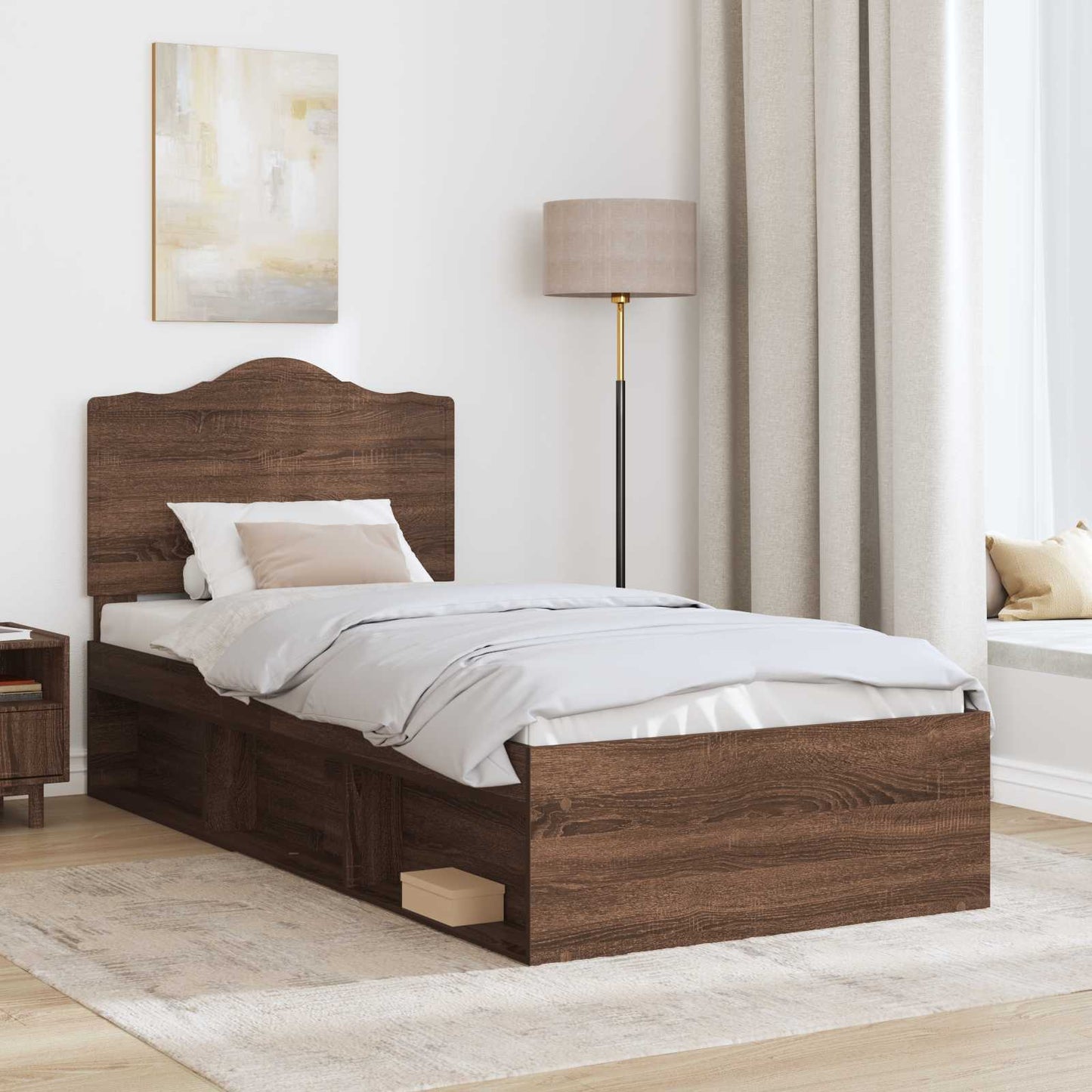 vidaXL Σκελετός Κρεβατιού Καφέ δρυς 90 x 190 cm Στερεά ξυλεία πεύκου
