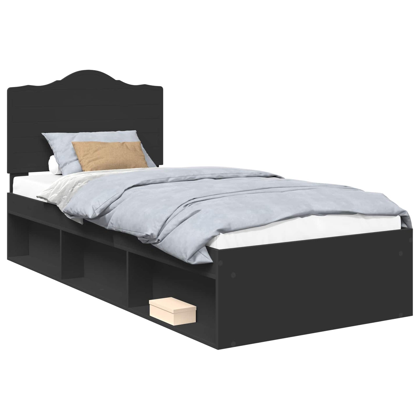 vidaXL Σκελετός Κρεβατιού Μαύρο 75 x 190 cm Στερεά ξυλεία πεύκου