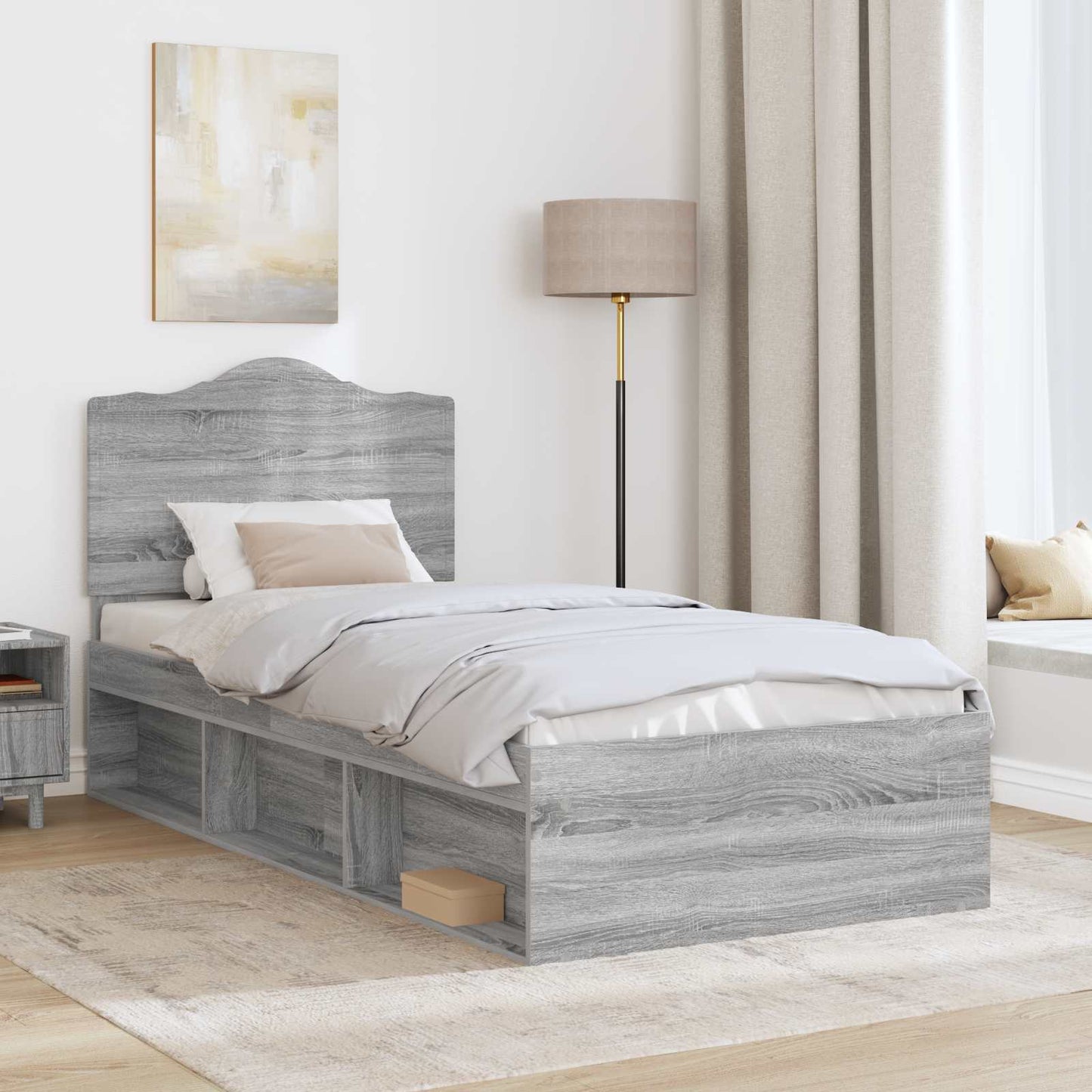 vidaXL Σκελετός Κρεβατιού Γκρι Sonoma 75 x 190 cm Στερεά ξυλεία πεύκου