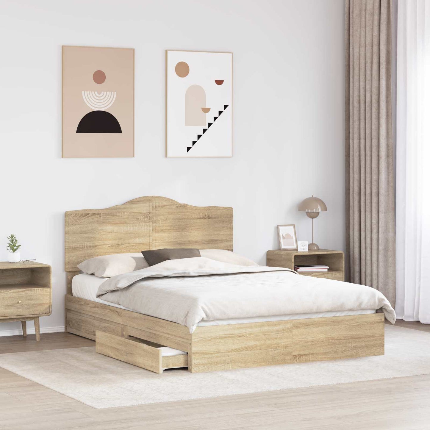 vidaXL Κρεβάτι Αποθήκης Δρύς Sonoma 160 x 200 cm Επεξεργασμένο ξύλο