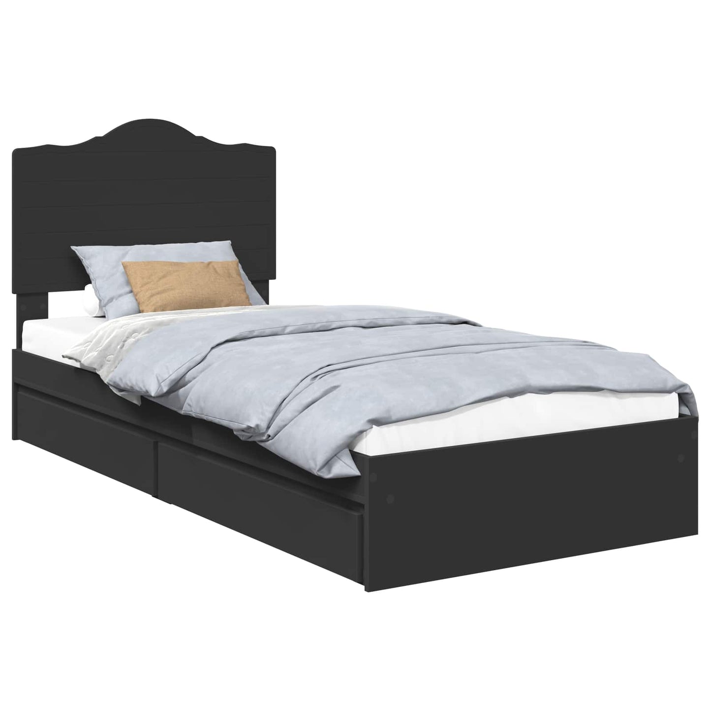 vidaXL Κρεβάτι Αποθήκης Μαύρο 70 x 190 cm Επεξεργασμένο Ξύλο