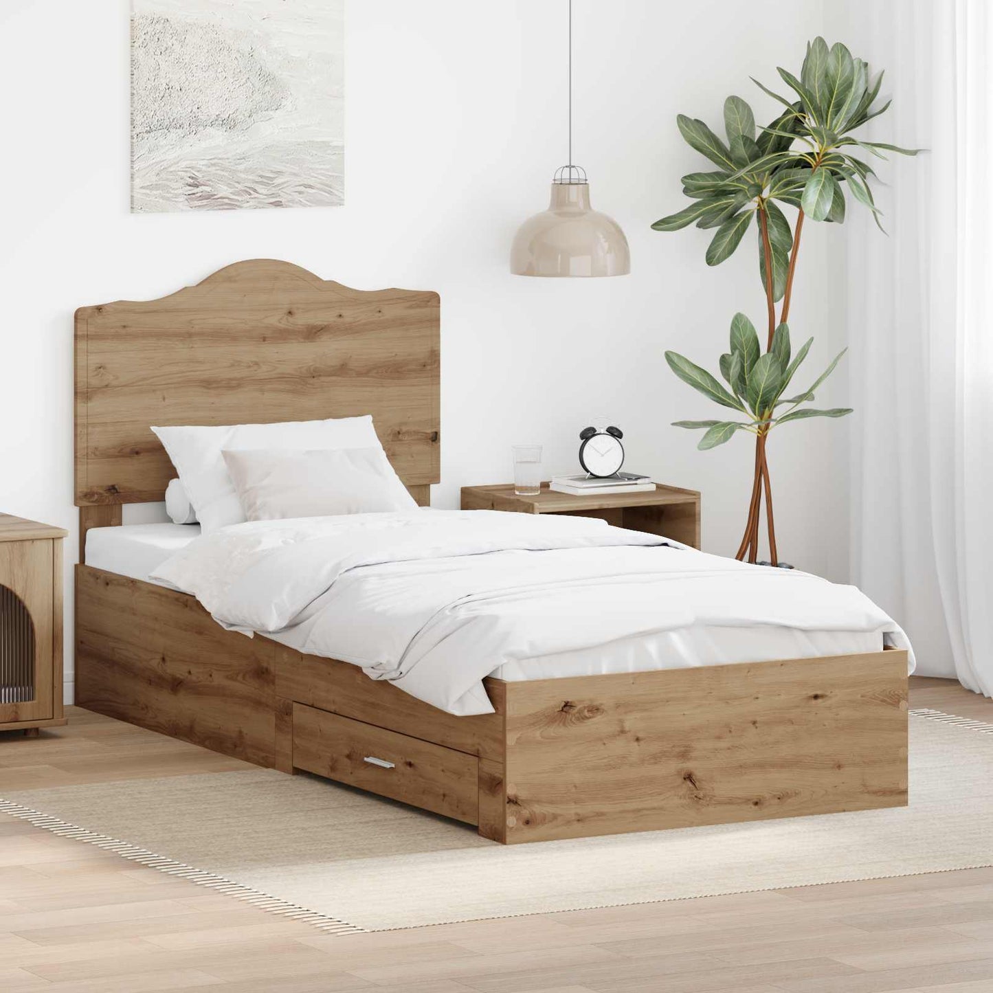 vidaXL Σκελετός Κρεβατιού Artisan Oak 90 x 190 cm Επεξεργασμένο Ξύλο