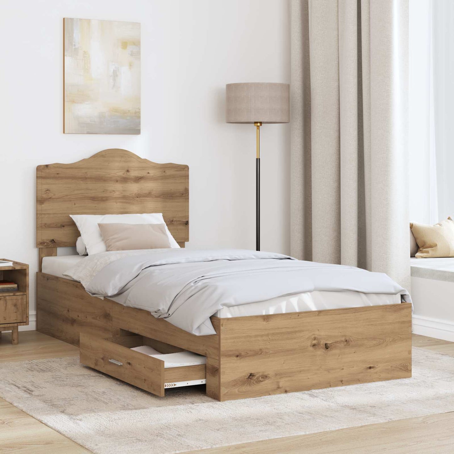 vidaXL Σκελετός Κρεβατιού Artisan Oak 90 x 190 cm Επεξεργασμένο Ξύλο