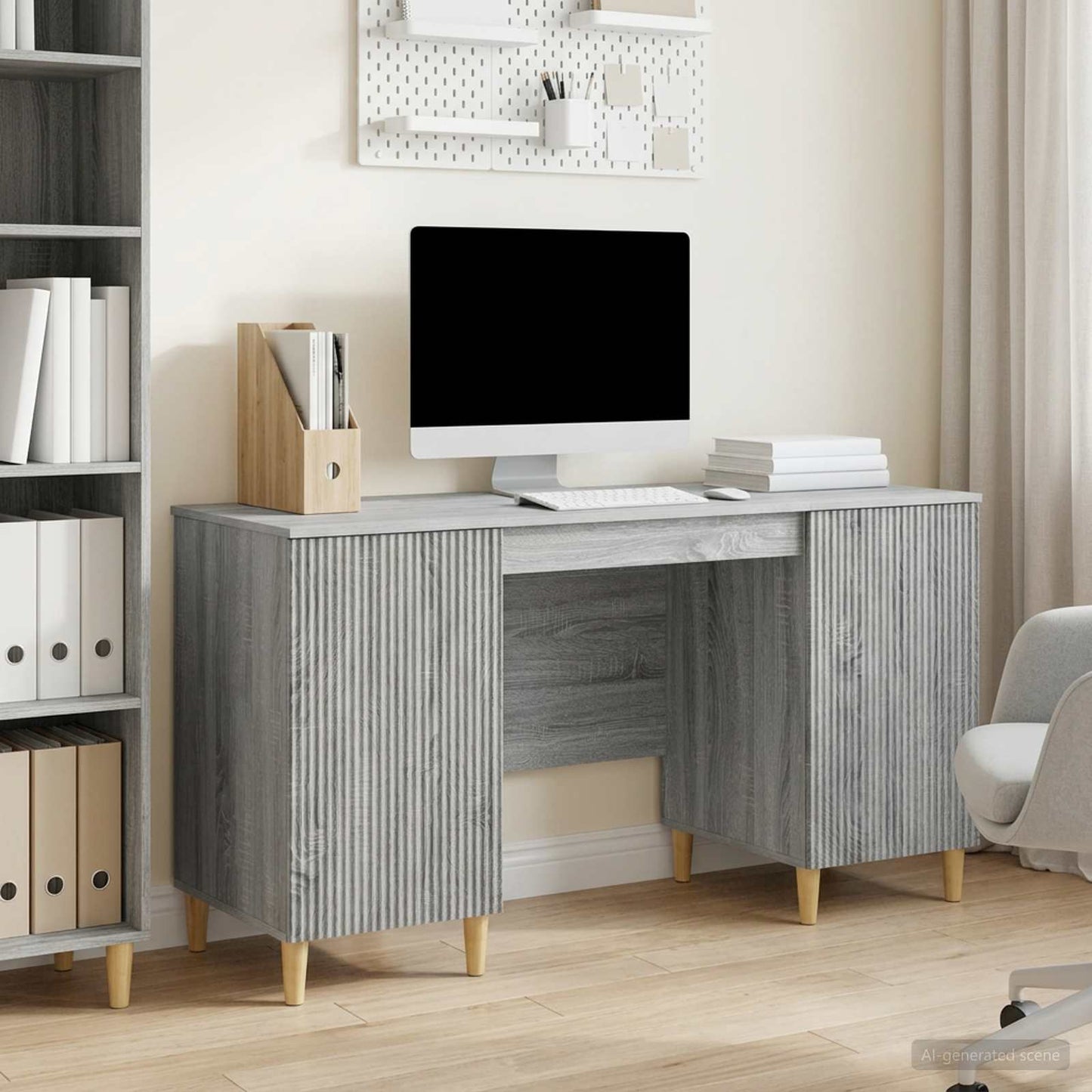 vidaXL Γραφείο Γκρι Sonoma 142,5 x 50 x 75 εκ. Επεξεργασμένο Ξύλο