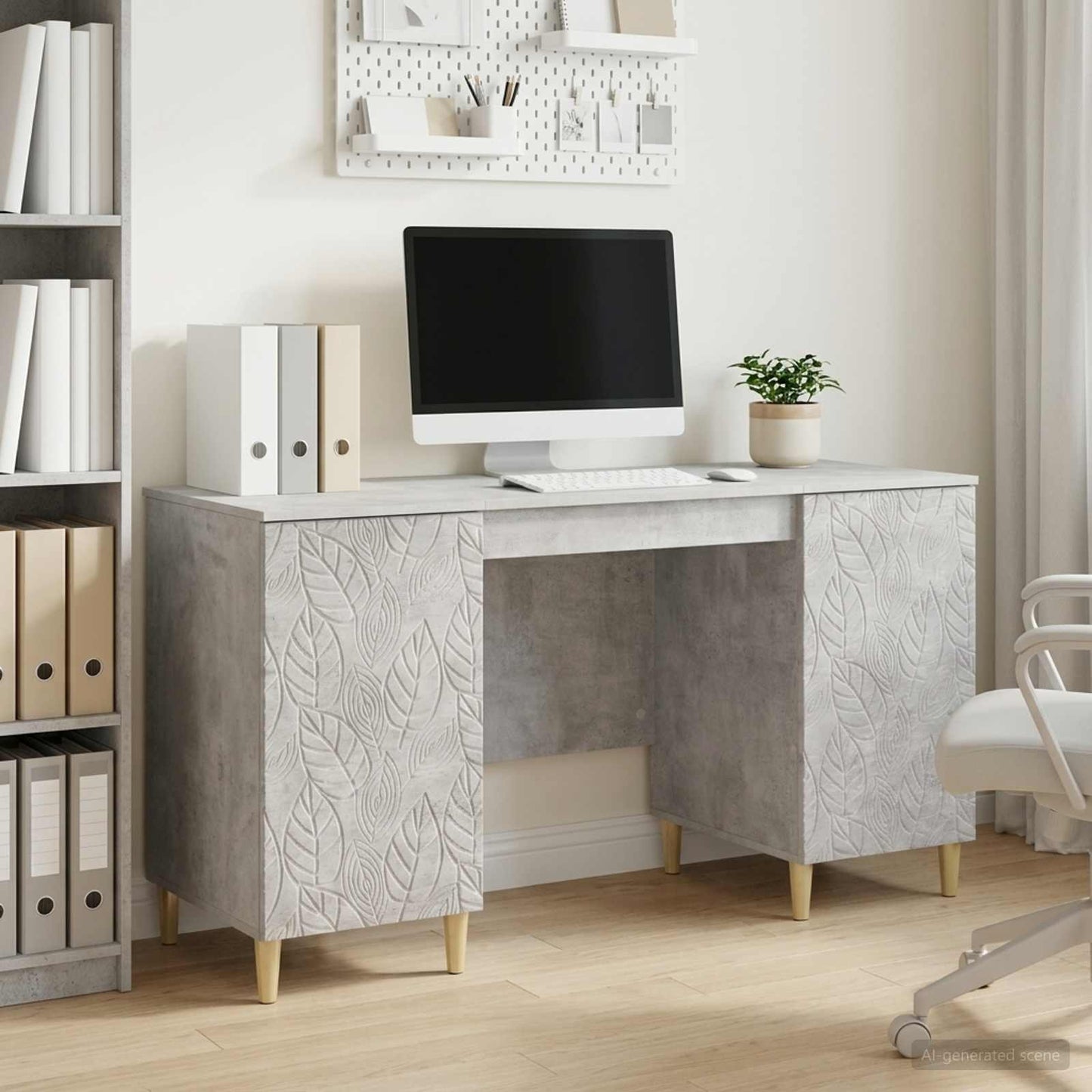 vidaXL Γραφείο Γκρι Σκυροδέματος 142,5 x 50 x 75 εκ.