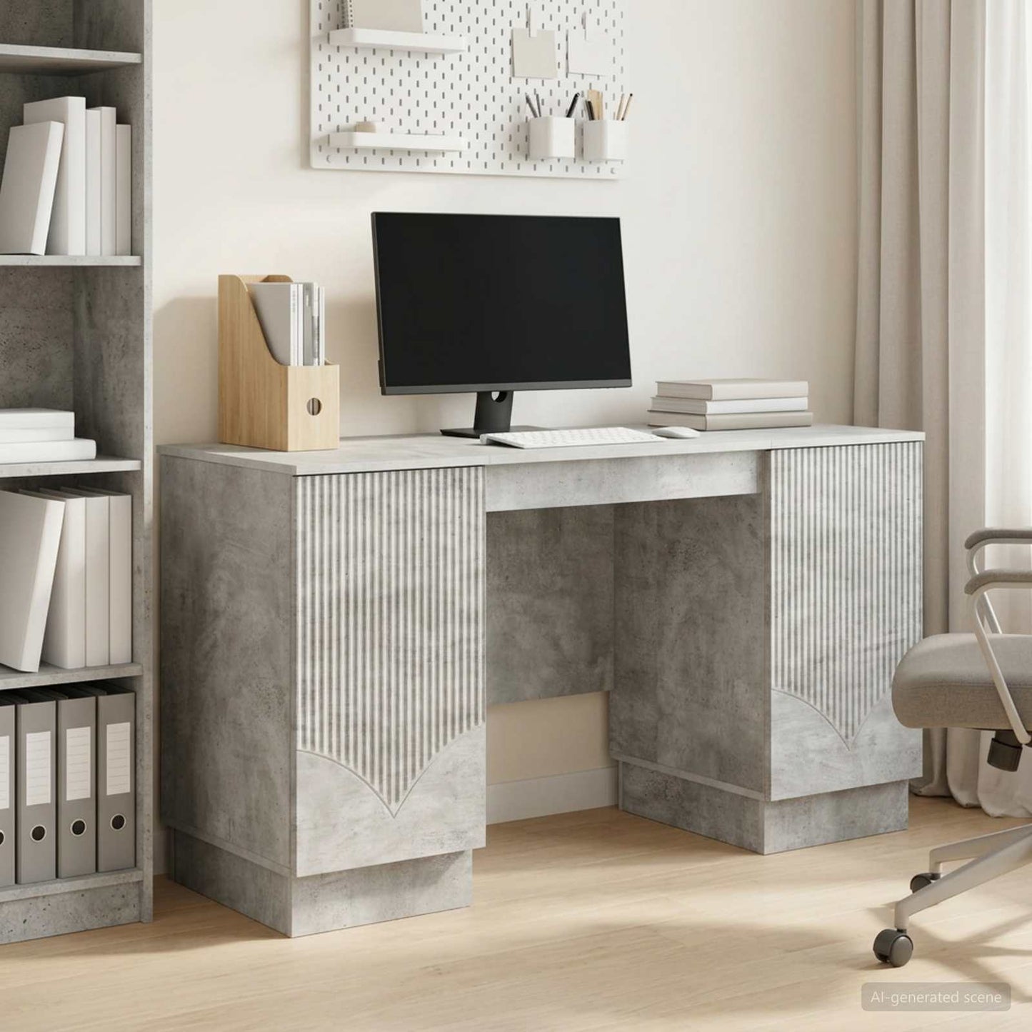 vidaXL Γραφείο Γκρι Σκυροδέματος 142,5 x 50 x 75 εκ.