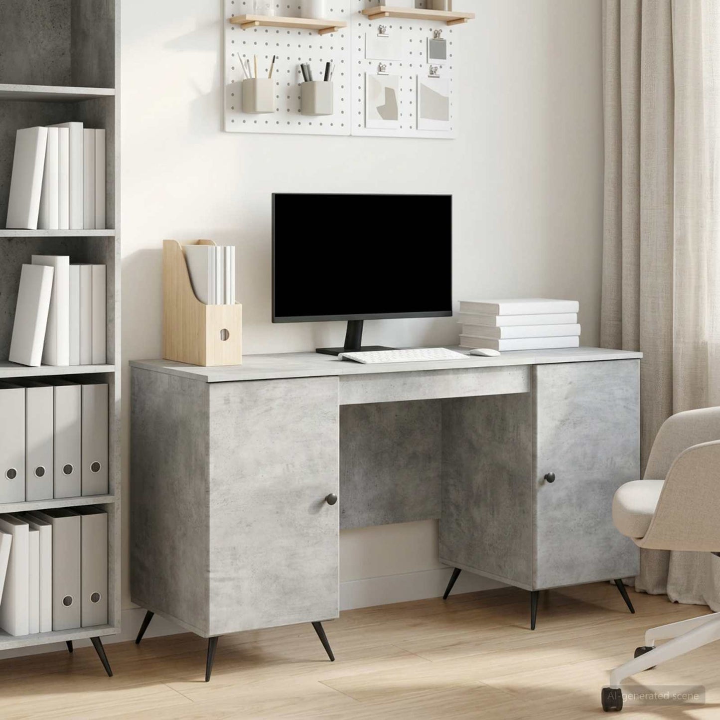 vidaXL Γραφείο Γκρι Σκυροδέματος 142,5 x 50 x 75 εκ.