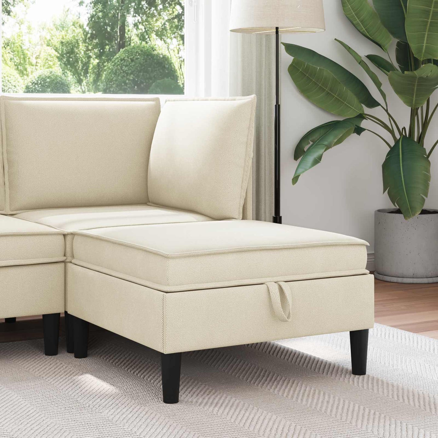 vidaXL Σκαμπό Καναπέ με Αποθήκη Κρεμ 70 x 70 x 40 εκ Βελούδο