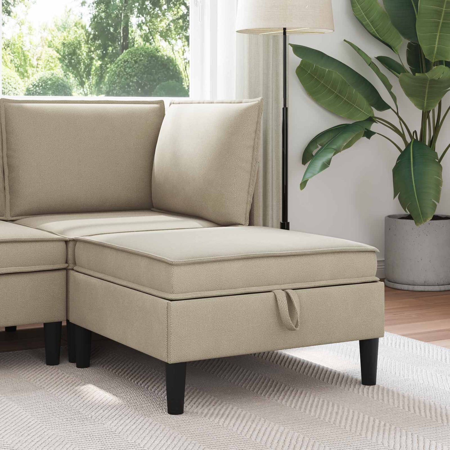 vidaXL Σκαμπό Καναπέ με Αποθήκη Άμμος 70 x 70 x 40 εκ Βελούδο