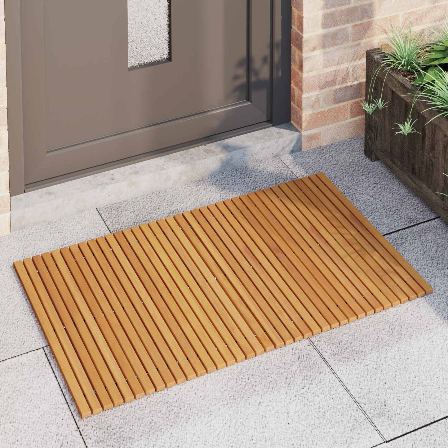 vidaXL Πατάκι μπάνιου Φυσικό 100 x 60 cm Στερεό Ξύλο Ακακίας