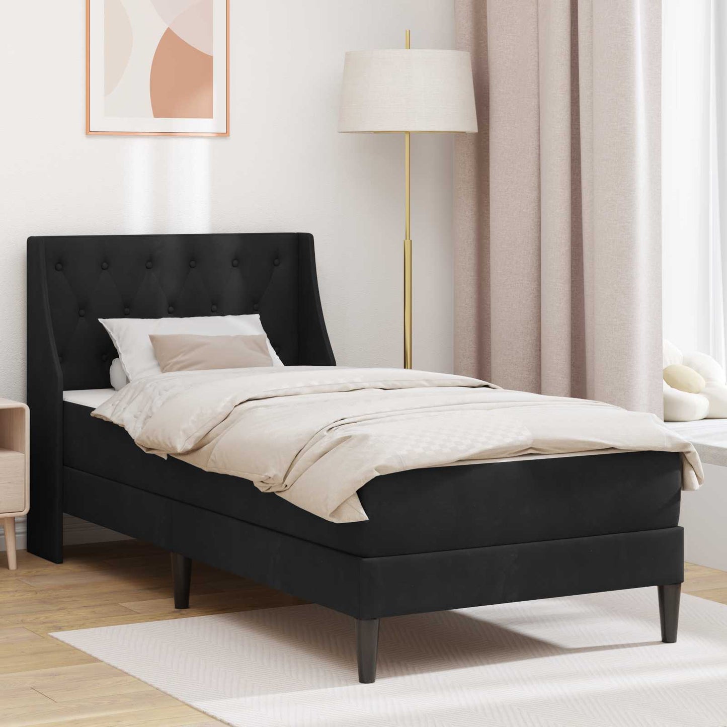vidaXL Σκελετός κρεβατιού με στρώμα Μαύρο 80 x 200 cm Βελούδο