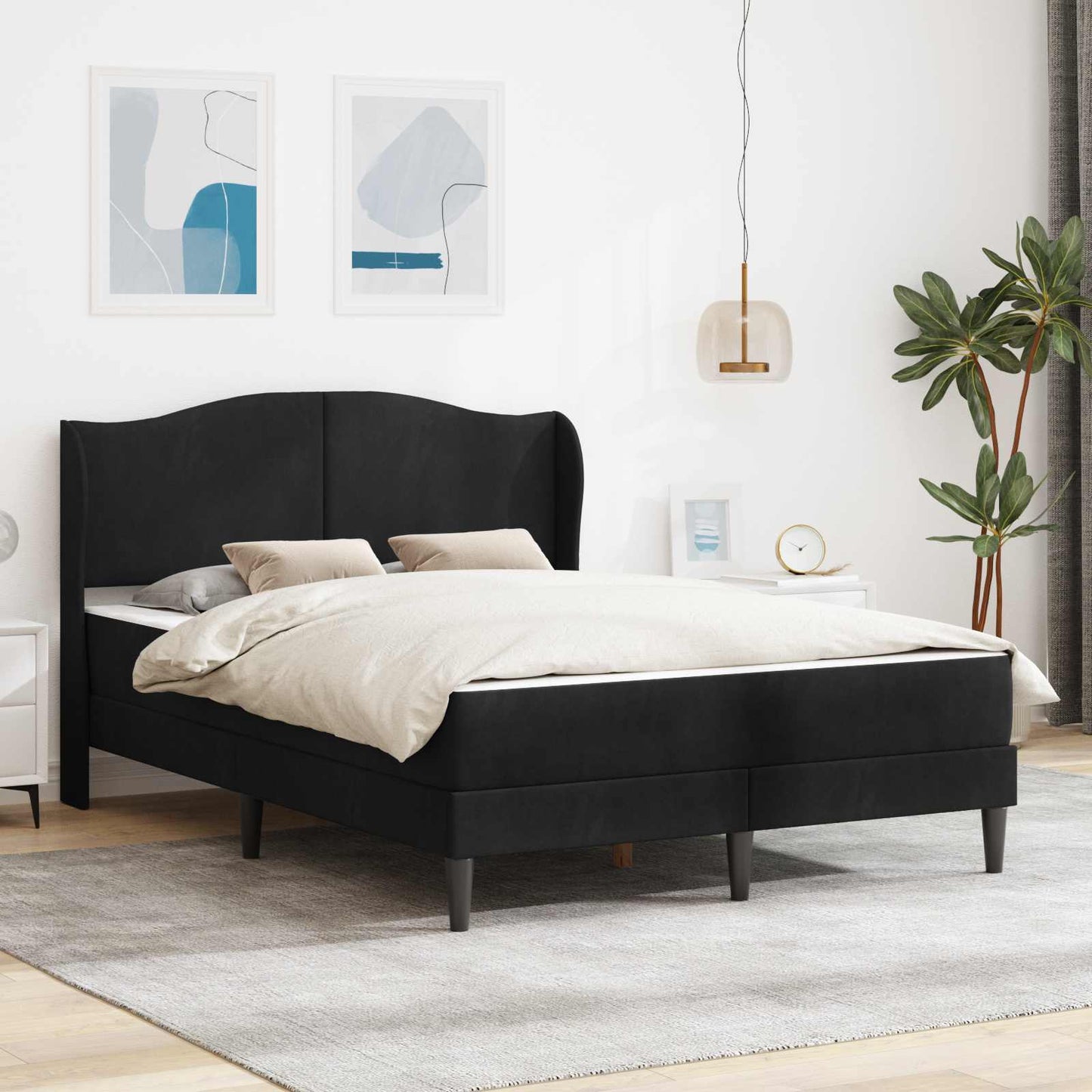 vidaXL Σκελετός κρεβατιού με στρώμα Μαύρο 140 x 190 cm Βελούδο