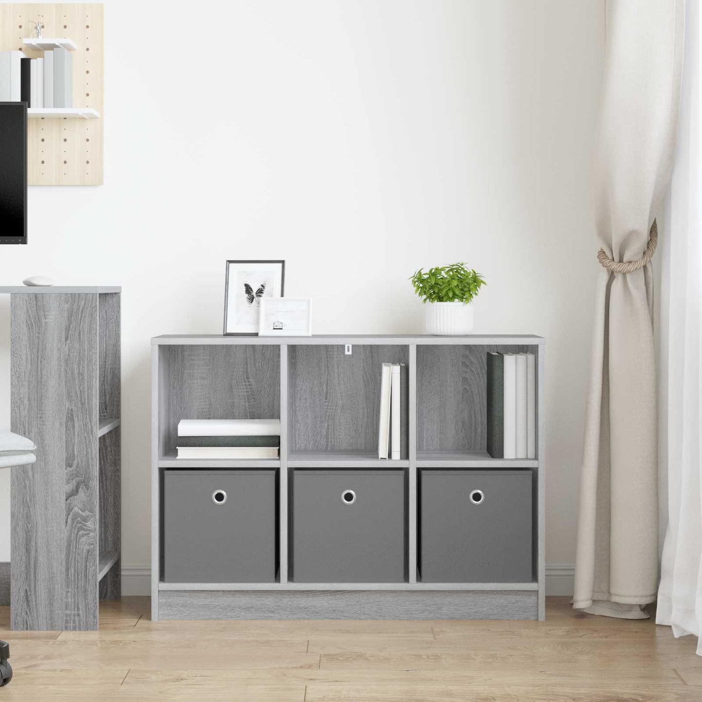vidaXL Πλαϊνό γραφείο Γκρίζο Σονομα 88,5 x 27,5 x 63,5 εκ