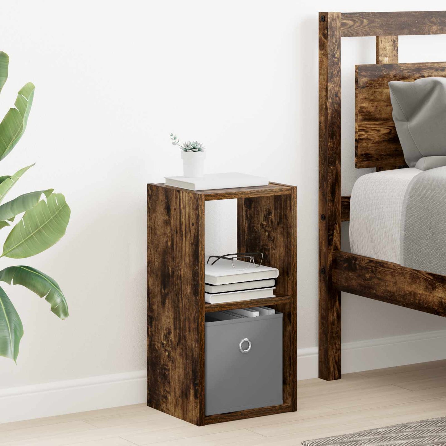 vidaXL Κομοδίνο Καπνισμένο Ξύλο Δρυός 25,5 x 22 x 49,5 εκ
