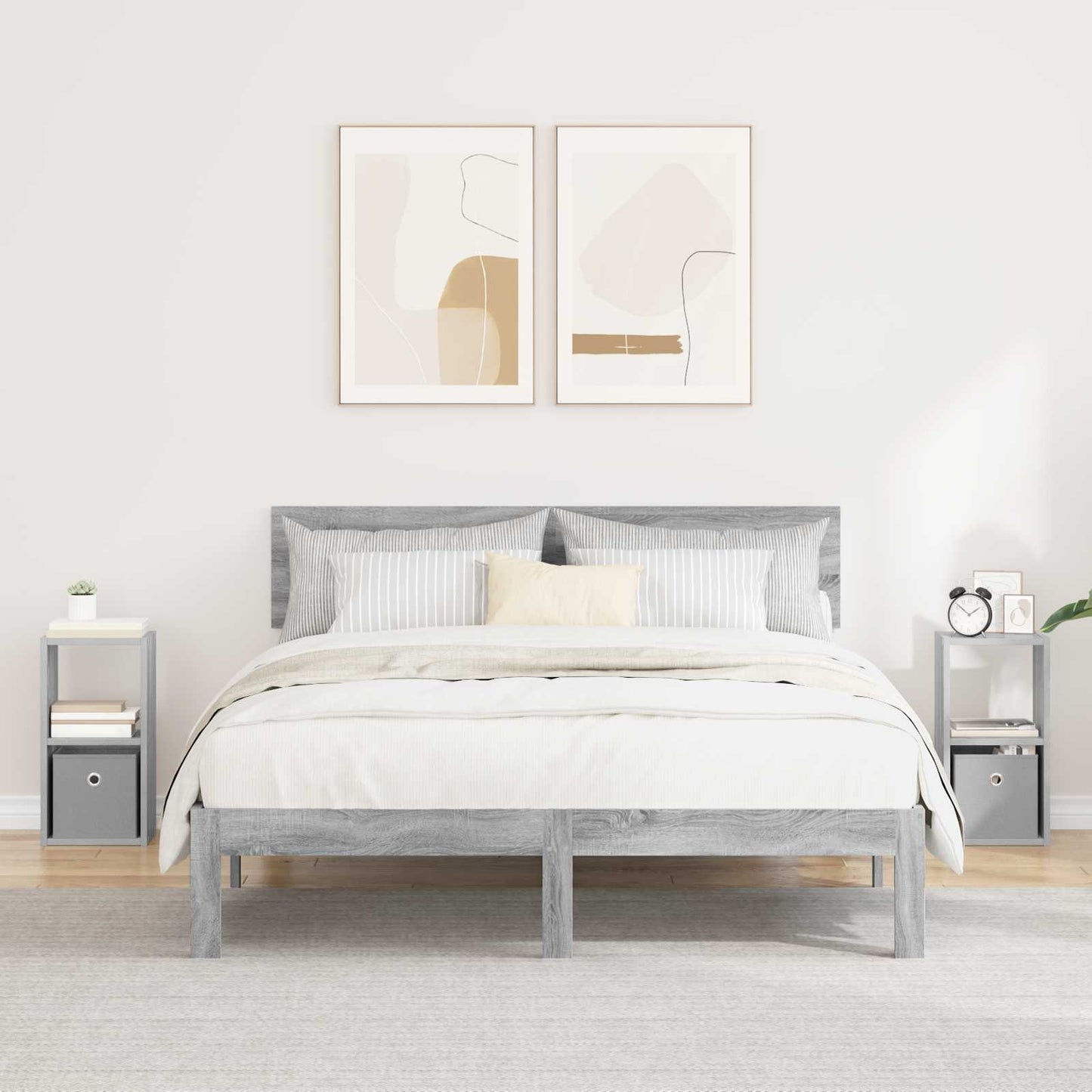 vidaXL Κομοδίνο 2 τμχ. Γκρι Sonoma 25,5 x 22 x 49,5 εκ