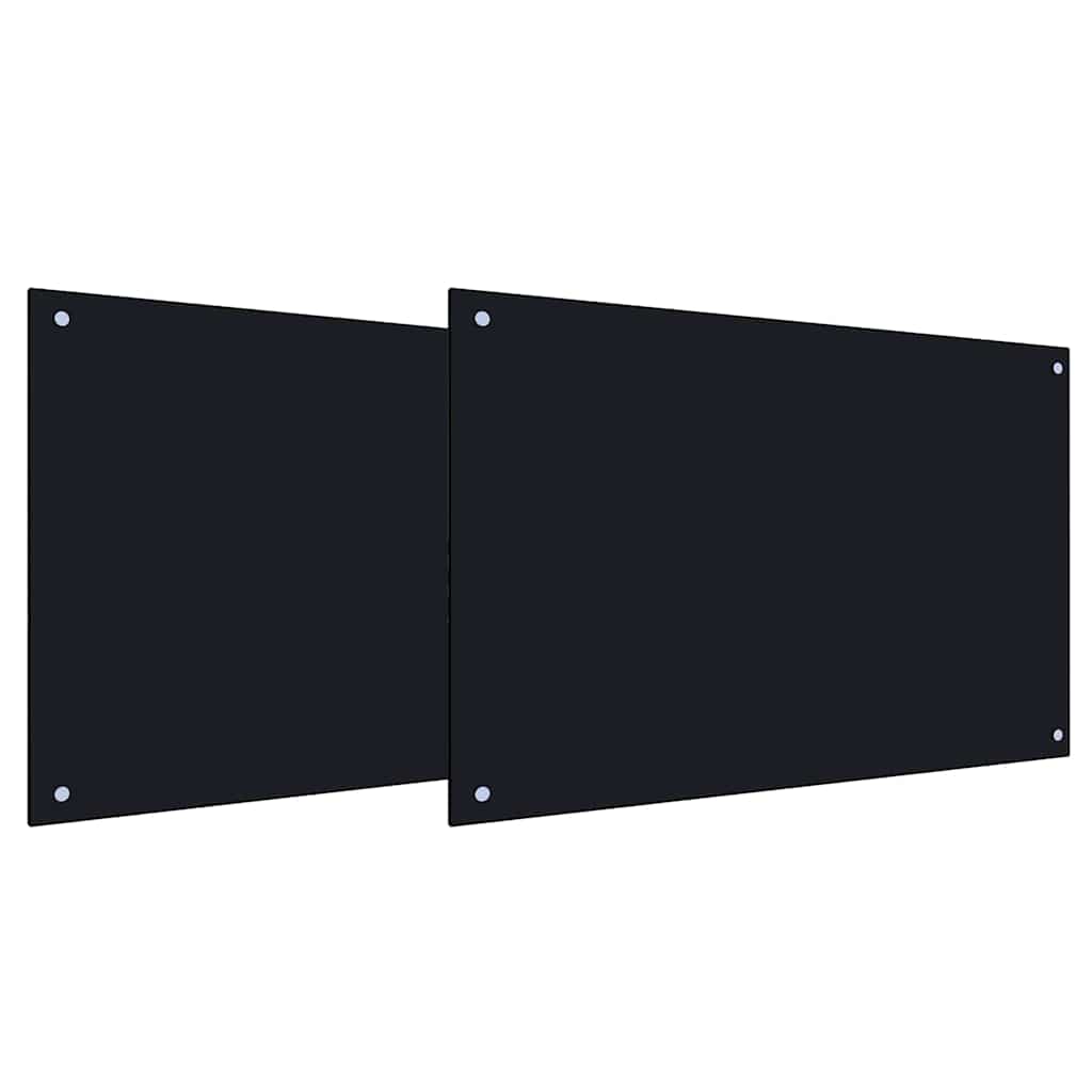 vidaXL Πλάτη κουζίνας 2 τμχ. Μαύρο 90 x 50 cm σκληρυμένο γυαλί