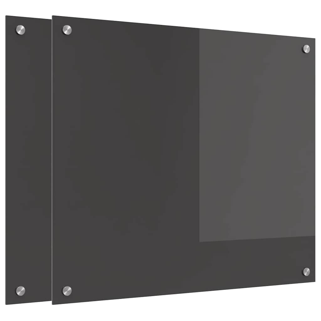 vidaXL Πλάτη κουζίνας 2 τμχ. Σκούρο Γκρι 70 x 60 cm σκληρυμένο γυαλί
