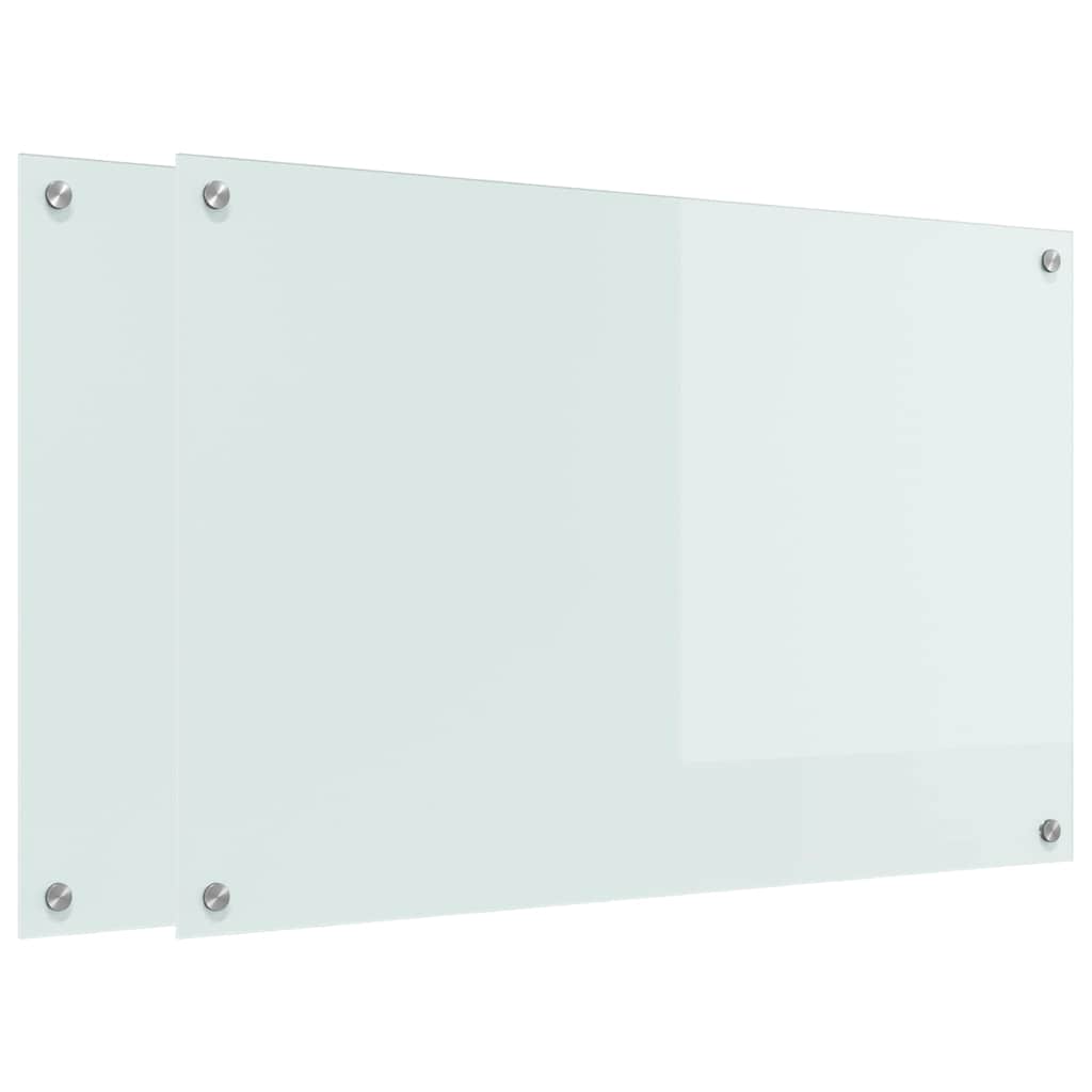 vidaXL Πλάτη κουζίνας 2 τεμ. Λευκό 90 x 60 cm σκληρυμένο γυαλί