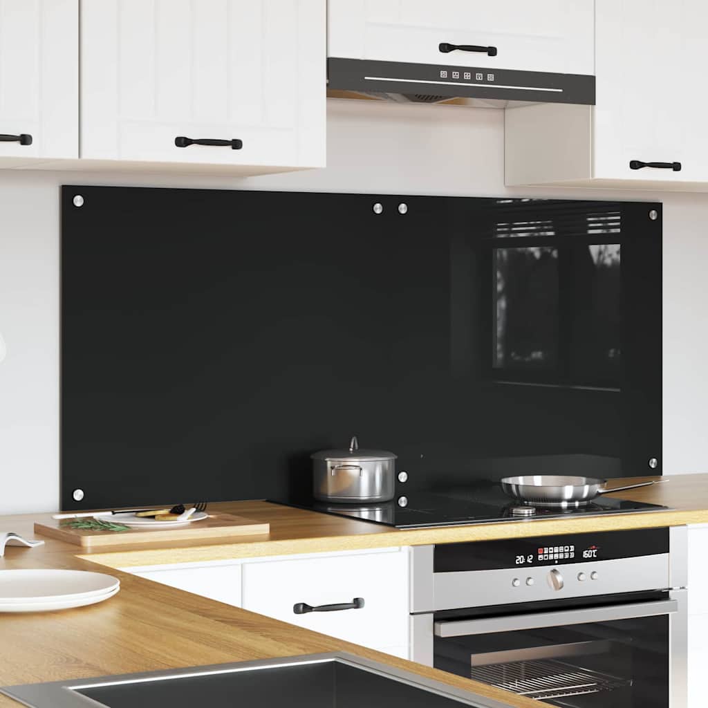 vidaXL Πλάτη κουζίνας 2 τεμ. Μαύρο 70 x 60 cm σκληρυμένο γυαλί