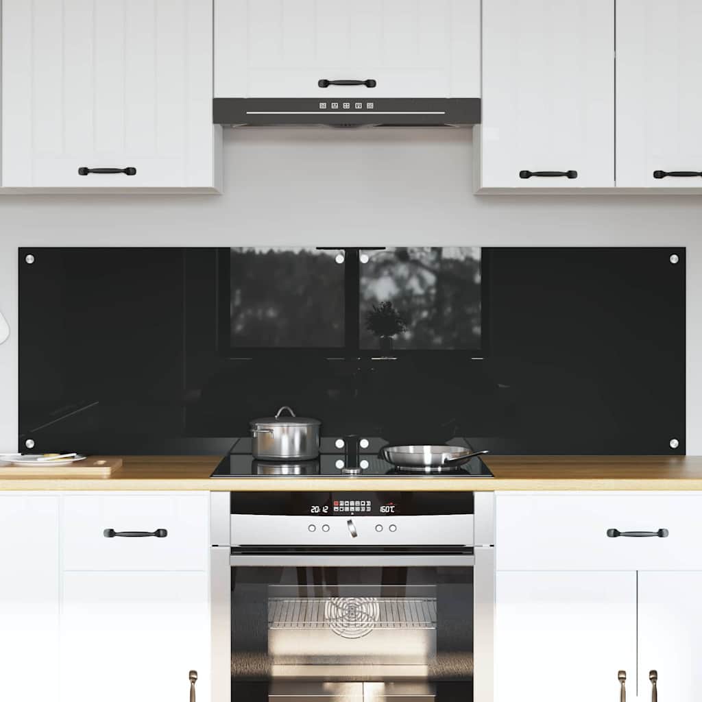 vidaXL Πλάτη κουζίνας 2 τεμ. Μαύρο 80 x 50 cm σκληρυμένο γυαλί