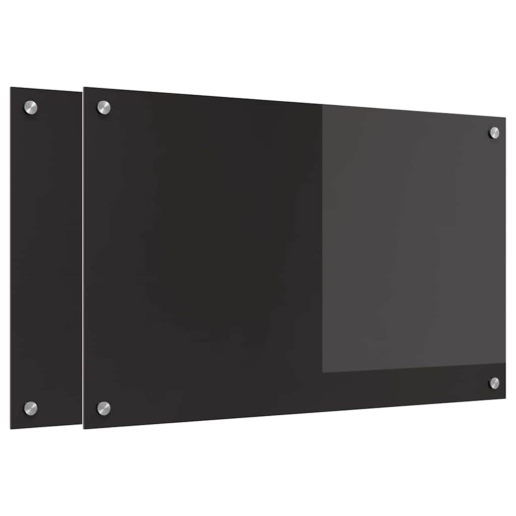 vidaXL Πλάτη κουζίνας 2 τεμ. Μαύρο 80 x 50 cm σκληρυμένο γυαλί