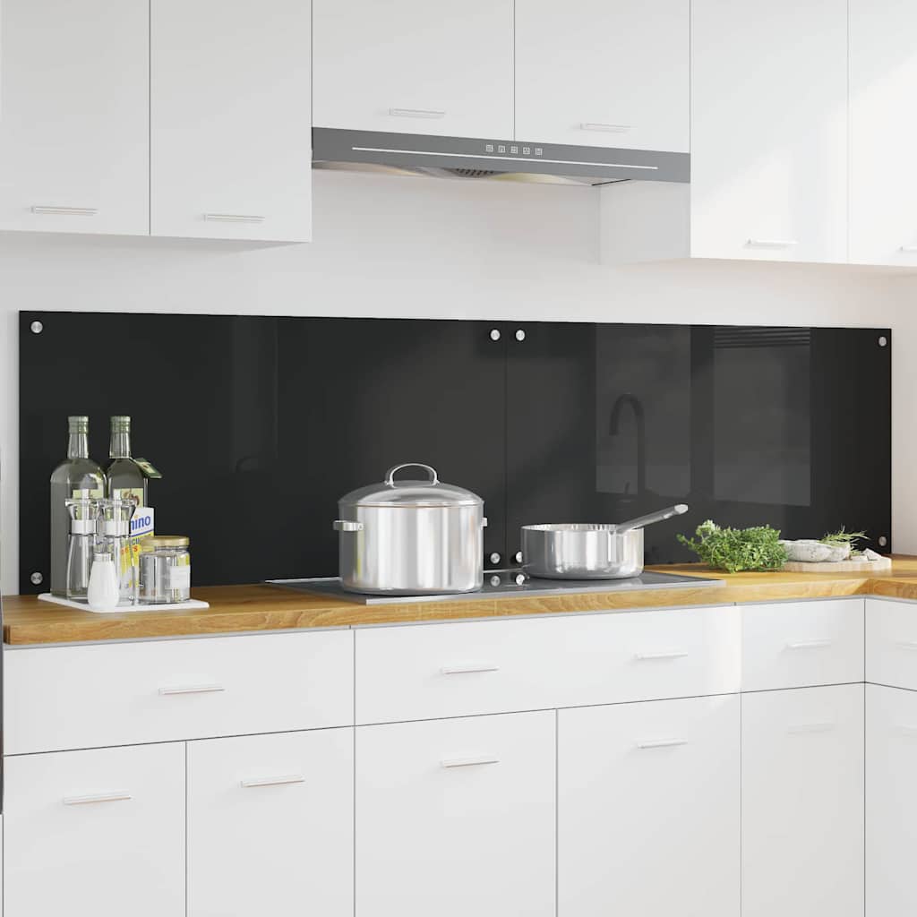 vidaXL Πλάτη κουζίνας 2 τεμ. Μαύρο 100 x 50 cm σκληρυμένο γυαλί