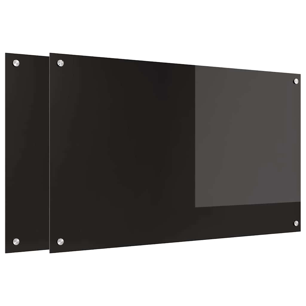 vidaXL Πλάτη κουζίνας 2 τεμ. Μαύρο 100 x 60 cm σκληρυμένο γυαλί
