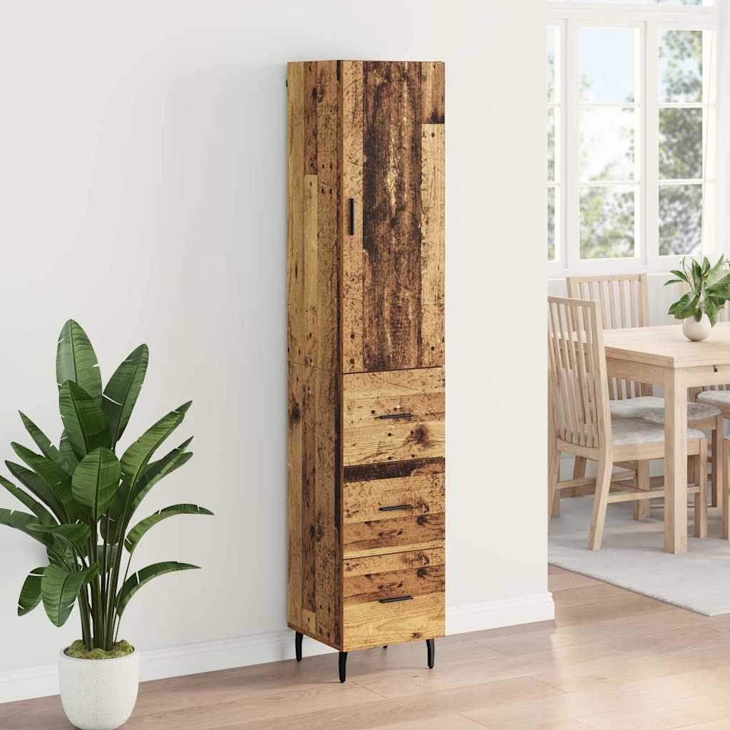 vidaXL Highboard Παλιό Ξύλο 34,5 x 34 x 180 εκ. Επεξεργασμένο ξύλο