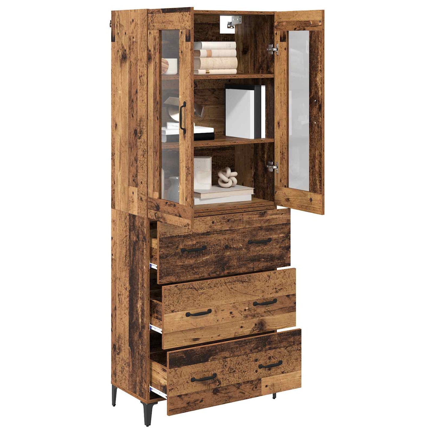 vidaXL Highboard Παλιό Ξύλο 69,5 x 34 x 180 εκ. Επεξεργασμένο ξύλο