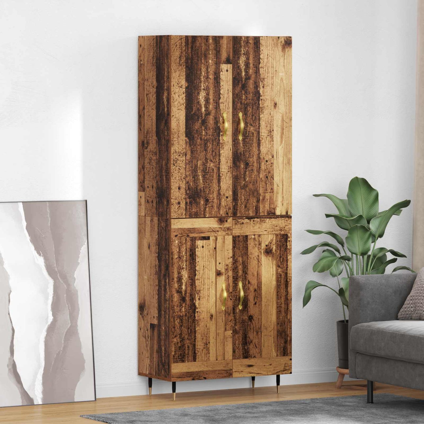 vidaXL Highboard Παλιό Ξύλο 69,5 x 34 x 180 εκ. Επεξεργασμένο Ξύλο