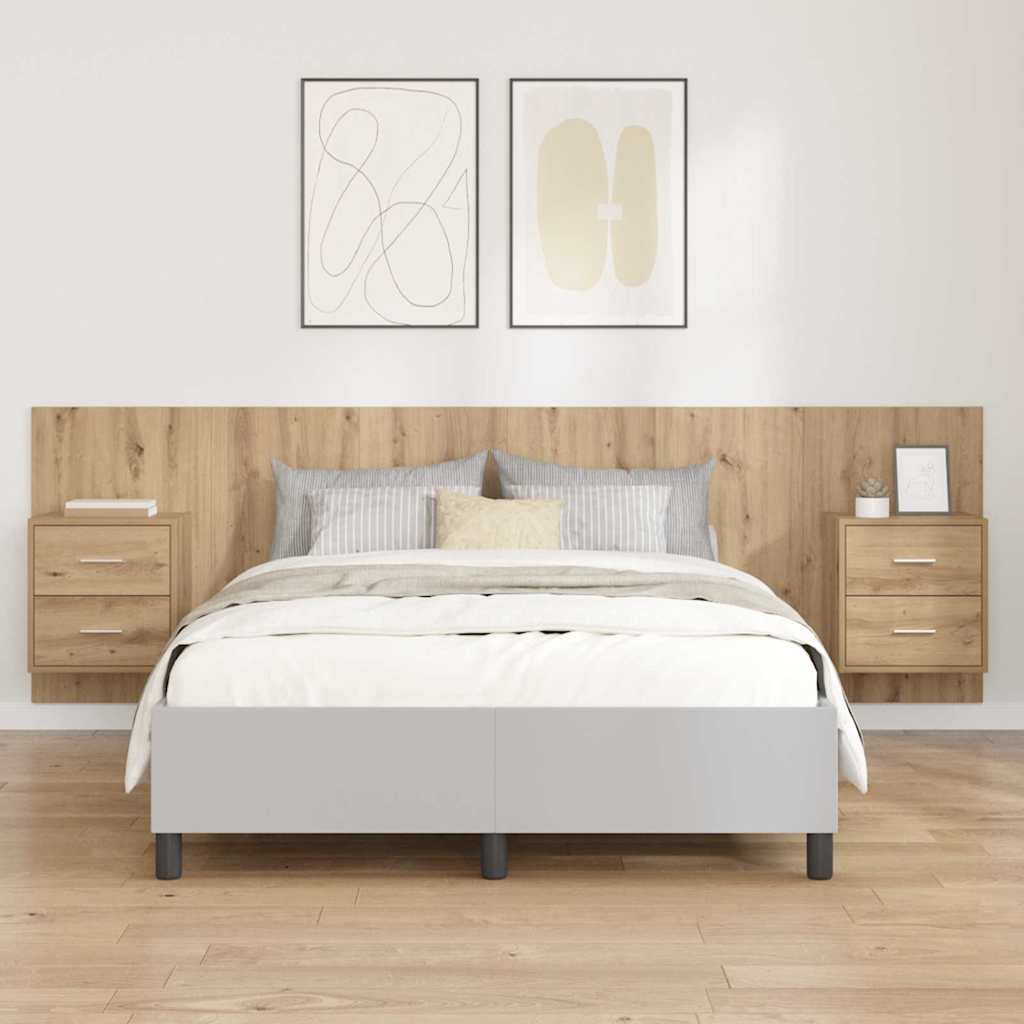 vidaXL Κεφαλή κρεβατιού με κομοδίνο 3 τμχ. Artisan Oak