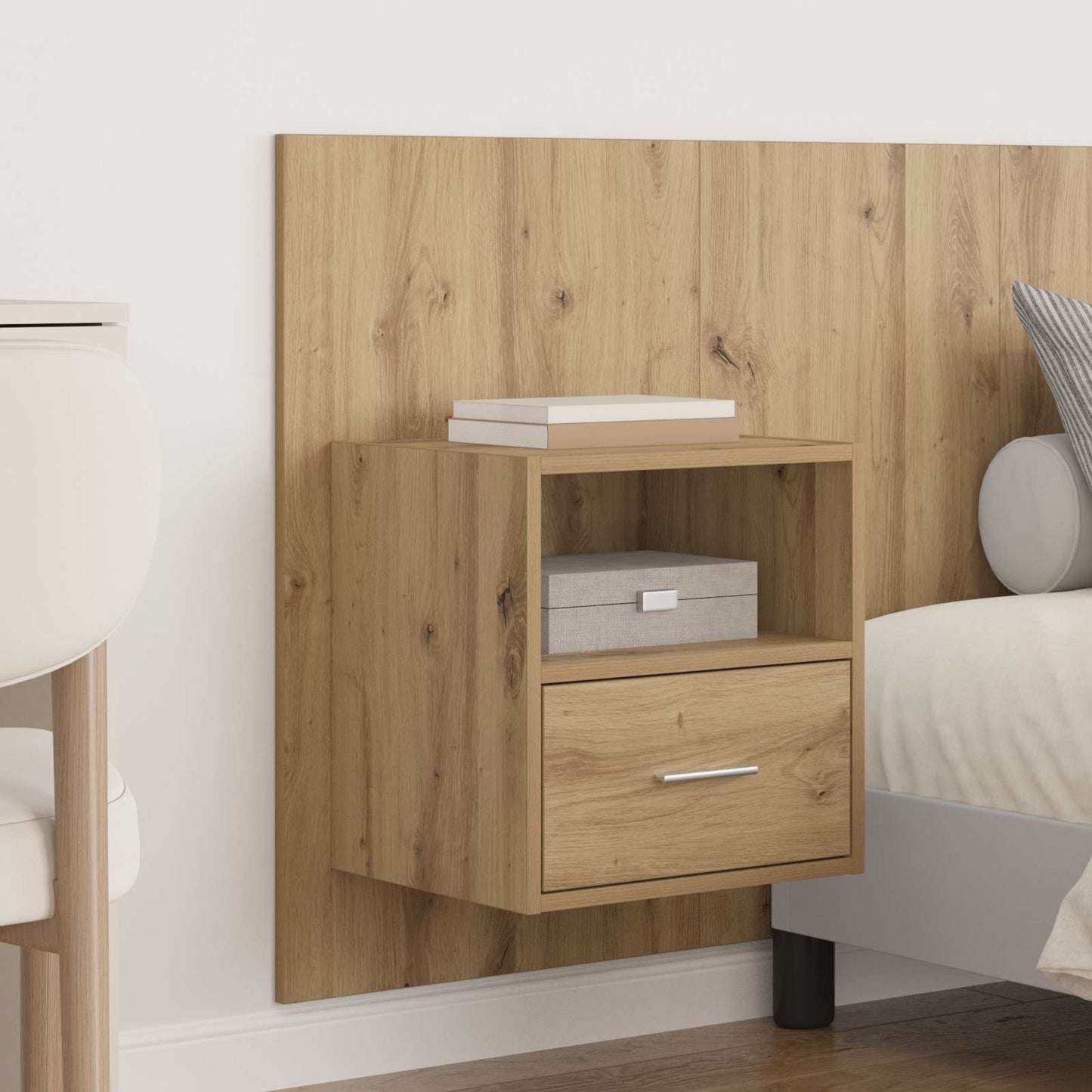 vidaXL Κεφαλή κρεβατιού με κομοδίνο 3 τμχ. Artisan Oak