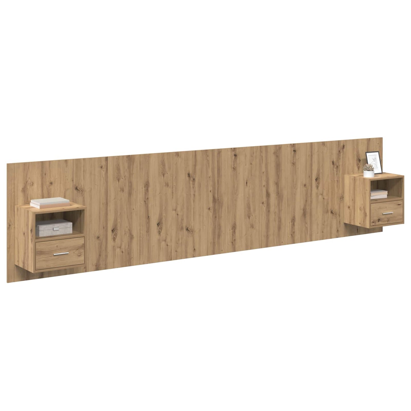 vidaXL Κεφαλή κρεβατιού με κομοδίνο 3 τμχ. Artisan Oak