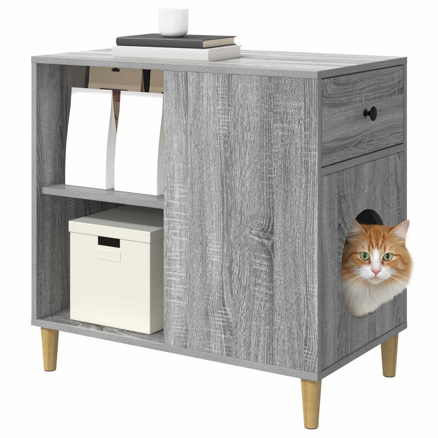 vidaXL Σπίτι Γάτας Γκρι Sonoma 72 x 42,5 x 70 εκ. Επεξεργασμένο Ξύλο