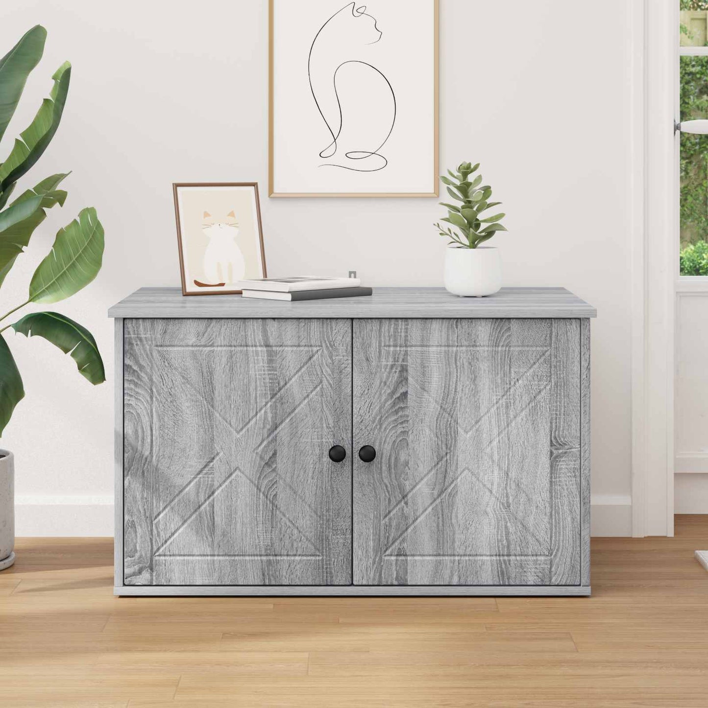 vidaXL Σπίτι Γάτας Γκρι Sonoma 85 x 55 x 50,5 εκ Επεξεργασμένο Ξύλο