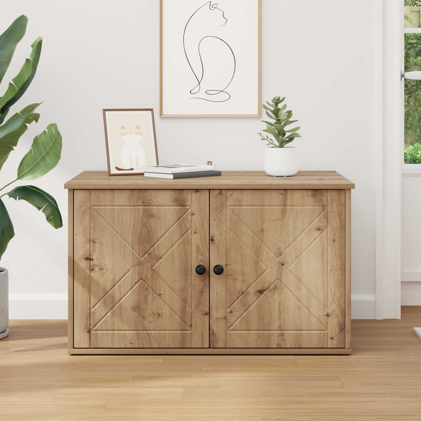 vidaXL Σπίτι Γάτας Artisian Δρυς 85 x 55 x 50,5 εκ Επεξεργασμένο Ξύλο