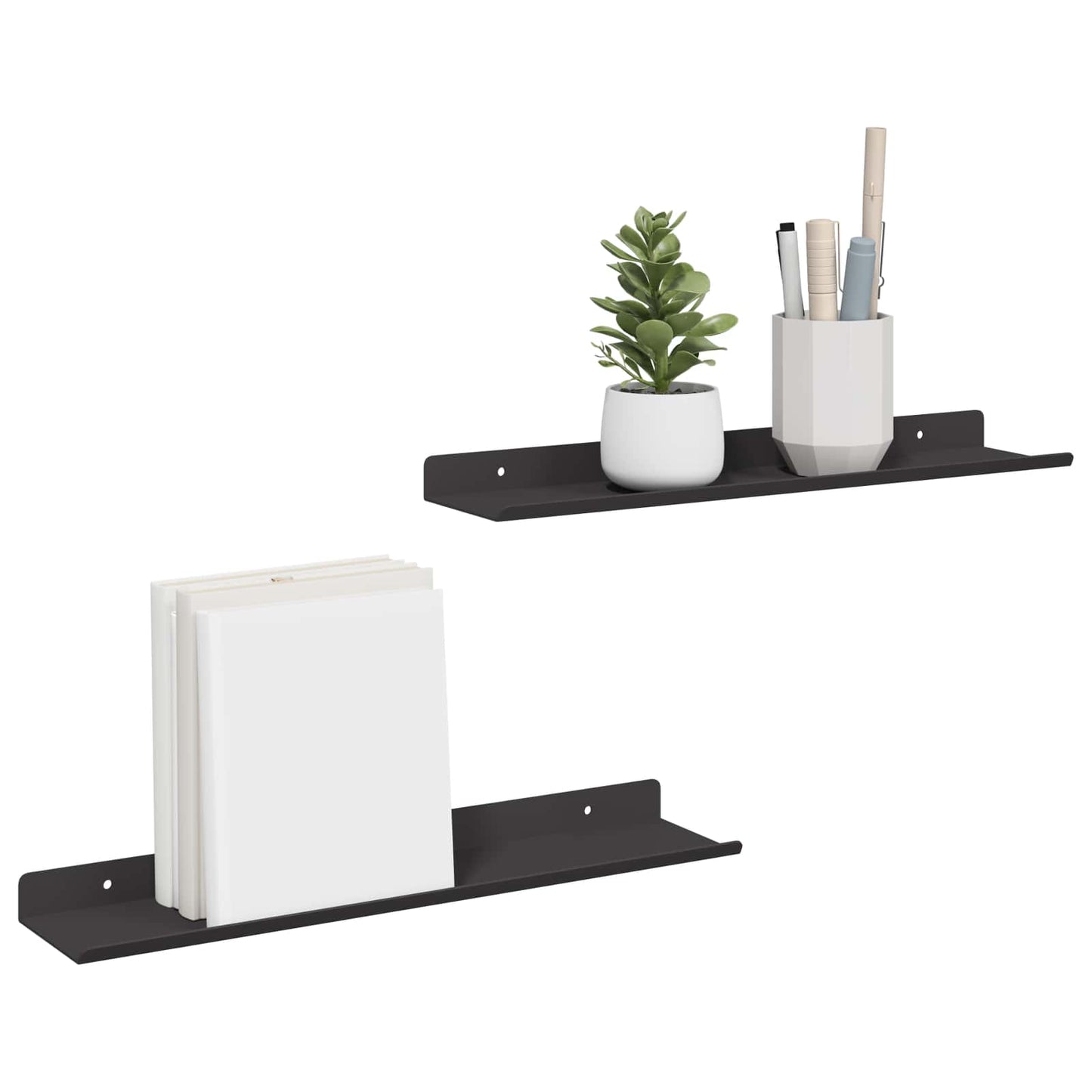 vidaXL Πλωτό ράφι 2 τμχ. Μαύρο 40 x 9 x 2,5 cm Ατσάλι